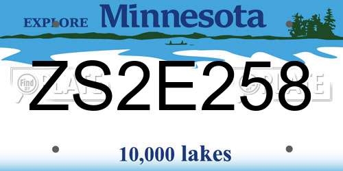 ZS2E258 Minnesota License Plate