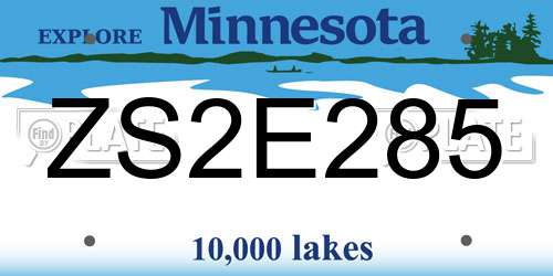 ZS2E285 Minnesota License Plate