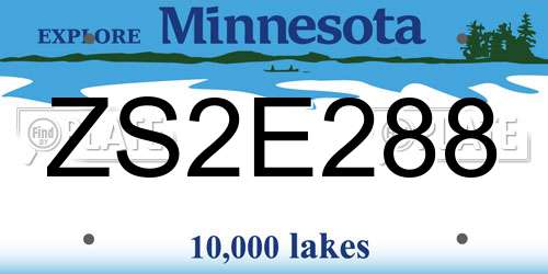 ZS2E288 Minnesota License Plate
