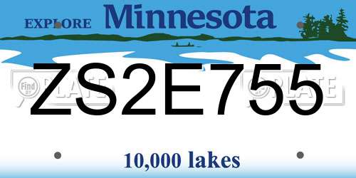 ZS2E755 Minnesota License Plate