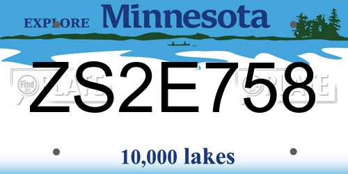 ZS2E758 Minnesota License Plate