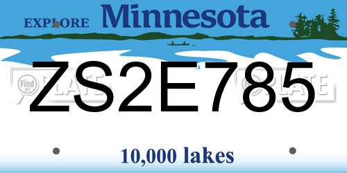 ZS2E785 Minnesota License Plate