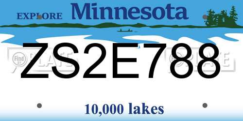 ZS2E788 Minnesota License Plate