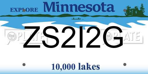 ZS2I2G Minnesota License Plate