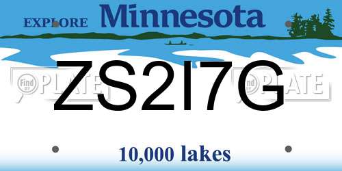ZS2I7G Minnesota License Plate