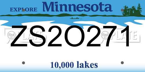 ZS2O271 Minnesota License Plate