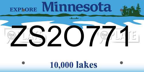 ZS2O771 Minnesota License Plate