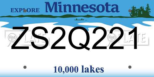 ZS2Q221 Minnesota License Plate