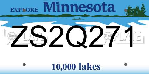 ZS2Q271 Minnesota License Plate