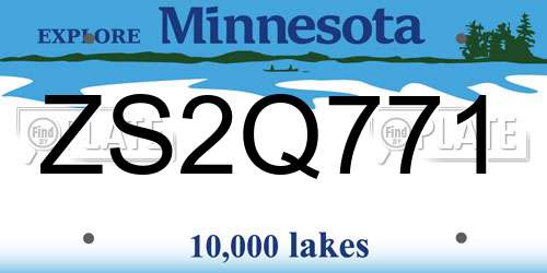 ZS2Q771 Minnesota License Plate