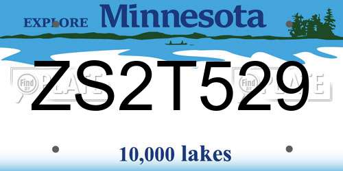 ZS2T529 Minnesota License Plate