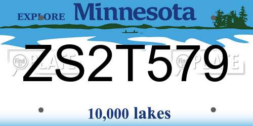 ZS2T579 Minnesota License Plate