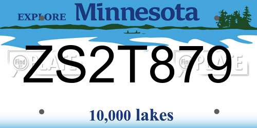 ZS2T879 Minnesota License Plate