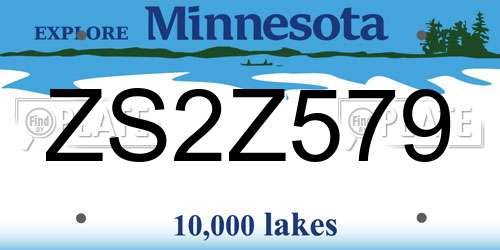 ZS2Z579 Minnesota License Plate