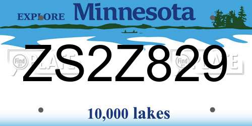 ZS2Z829 Minnesota License Plate