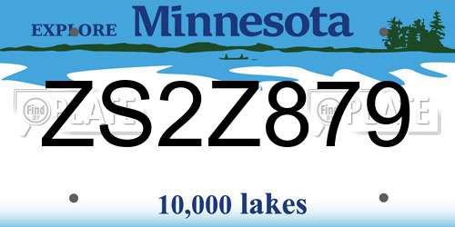 ZS2Z879 Minnesota License Plate