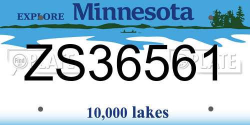 ZS36561 Minnesota License Plate