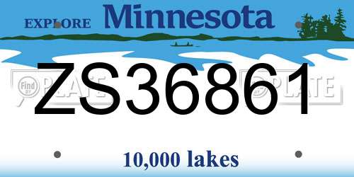 ZS36861 Minnesota License Plate