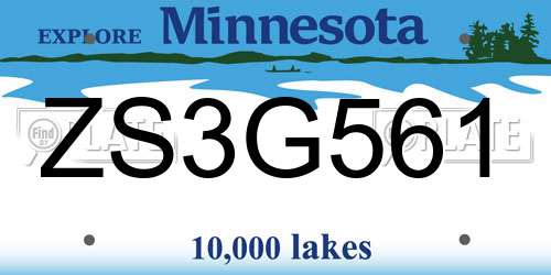 ZS3G561 Minnesota License Plate