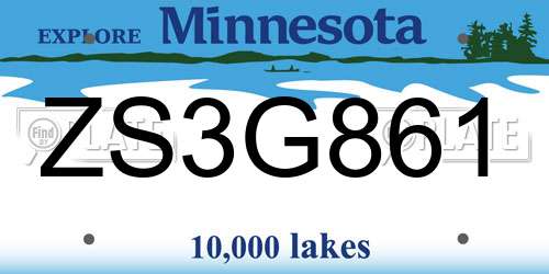 ZS3G861 Minnesota License Plate