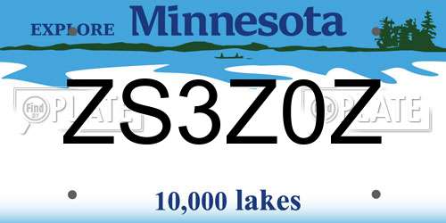 ZS3Z0Z Minnesota License Plate