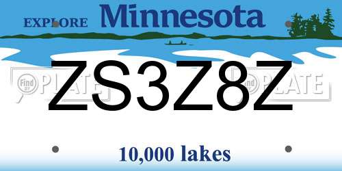 ZS3Z8Z Minnesota License Plate