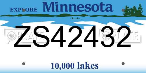 ZS42432 Minnesota License Plate