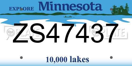 ZS47437 Minnesota License Plate