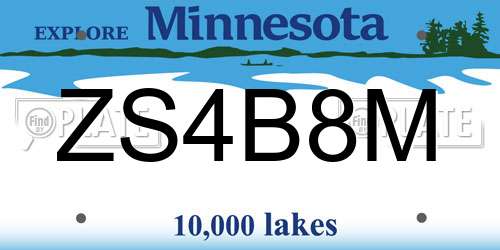 ZS4B8M Minnesota License Plate