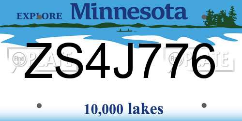 ZS4J776 Minnesota License Plate