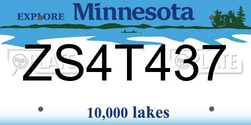 ZS4T437 Minnesota License Plate
