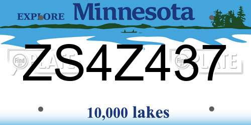 ZS4Z437 Minnesota License Plate