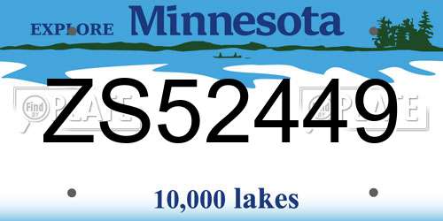 ZS52449 Minnesota License Plate