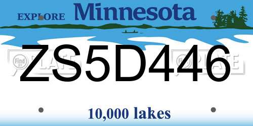 ZS5D446 Minnesota License Plate