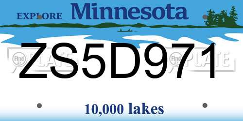 ZS5D971 Minnesota License Plate