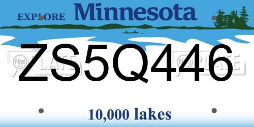 ZS5Q446 Minnesota License Plate
