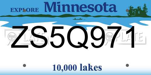ZS5Q971 Minnesota License Plate