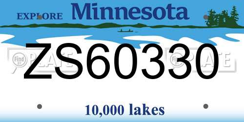 ZS60330 Minnesota License Plate