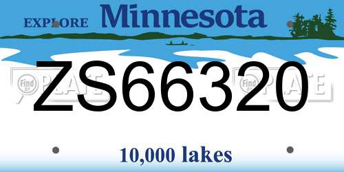 ZS66320 Minnesota License Plate