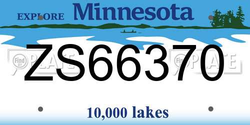 ZS66370 Minnesota License Plate