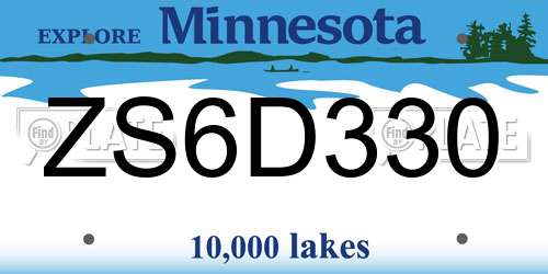 ZS6D330 Minnesota License Plate