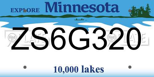 ZS6G320 Minnesota License Plate
