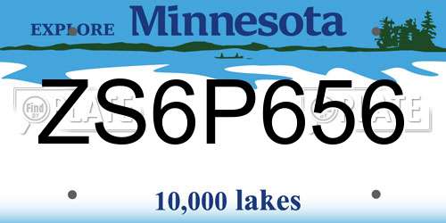 ZS6P656 Minnesota License Plate