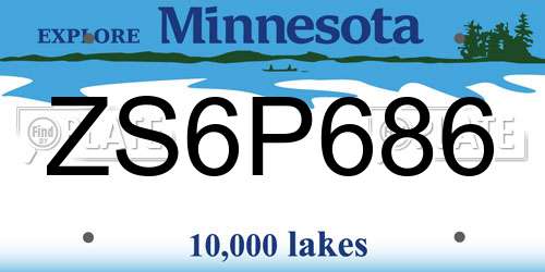 ZS6P686 Minnesota License Plate
