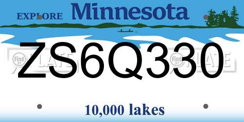 ZS6Q330 Minnesota License Plate