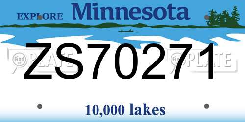 ZS70271 Minnesota License Plate