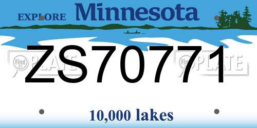 ZS70771 Minnesota License Plate