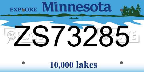 ZS73285 Minnesota License Plate
