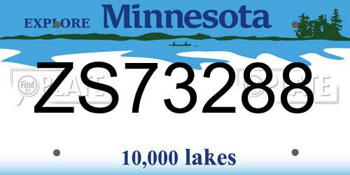 ZS73288 Minnesota License Plate