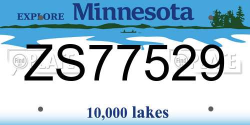 ZS77529 Minnesota License Plate